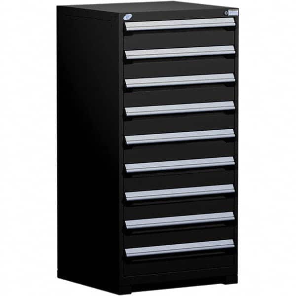 Rousseau Metal - 9 Drawer Black Steel Modular Storage Cabinet - USA Tool & Supply