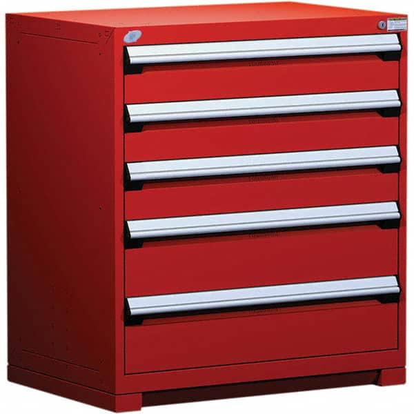 Rousseau Metal - 5 Drawer Flame Red Steel Modular Storage Cabinet - USA Tool & Supply