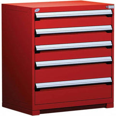 Rousseau Metal - 5 Drawer Flame Red Steel Modular Storage Cabinet - USA Tool & Supply