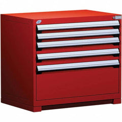Rousseau Metal - 5 Drawer Flame Red Steel Modular Storage Cabinet - USA Tool & Supply
