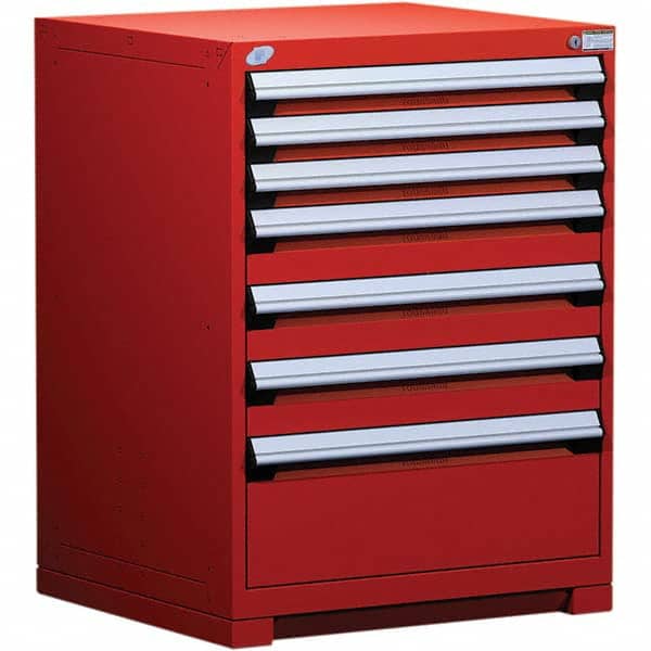 Rousseau Metal - 7 Drawer Flame Red Steel Modular Storage Cabinet - USA Tool & Supply