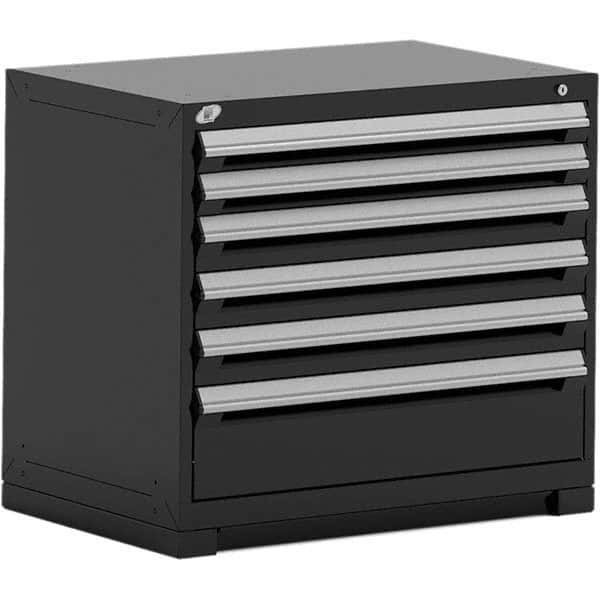Rousseau Metal - 6 Drawer Black Steel Modular Storage Cabinet - USA Tool & Supply