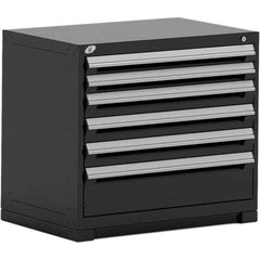 Rousseau Metal - 6 Drawer Black Steel Modular Storage Cabinet - USA Tool & Supply