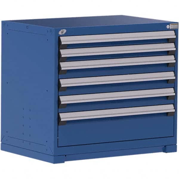Rousseau Metal - 6 Drawer Avalanche Blue Steel Modular Storage Cabinet - USA Tool & Supply