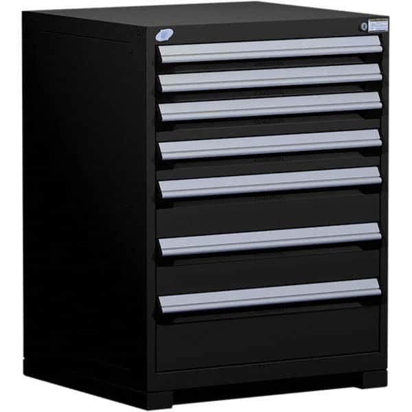 Rousseau Metal - 7 Drawer Black Steel Modular Storage Cabinet - USA Tool & Supply