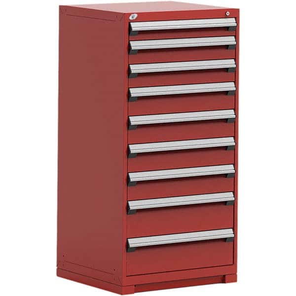 Rousseau Metal - 9 Drawer Flame Red Steel Modular Storage Cabinet - USA Tool & Supply