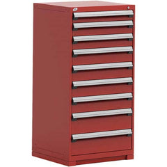 Rousseau Metal - 9 Drawer Flame Red Steel Modular Storage Cabinet - USA Tool & Supply