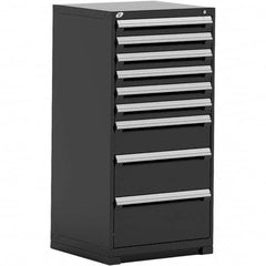 Rousseau Metal - 9 Drawer Black Steel Modular Storage Cabinet - USA Tool & Supply