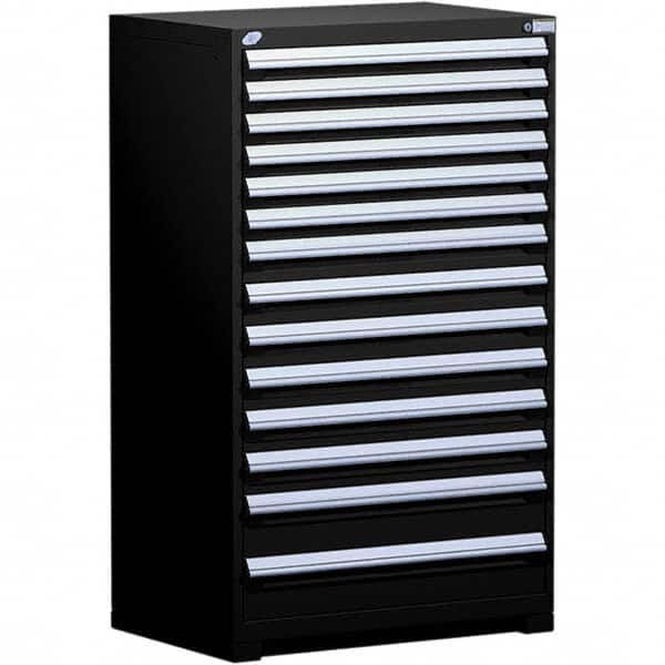 Rousseau Metal - 14 Drawer Black Steel Modular Storage Cabinet - USA Tool & Supply