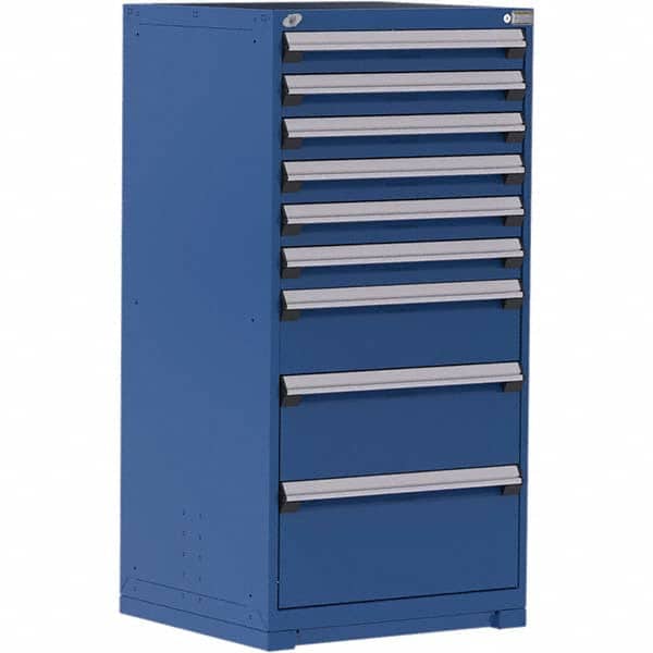 Rousseau Metal - 9 Drawer Avalanche Blue Steel Modular Storage Cabinet - USA Tool & Supply