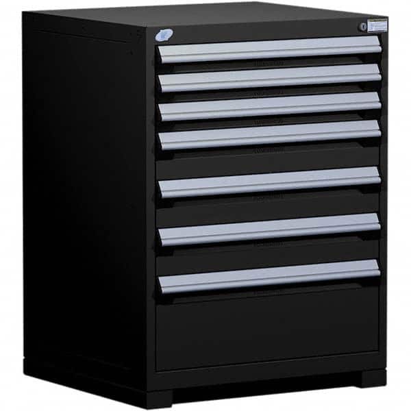 Rousseau Metal - 7 Drawer Black Steel Modular Storage Cabinet - USA Tool & Supply