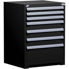 Rousseau Metal - 7 Drawer Black Steel Modular Storage Cabinet - USA Tool & Supply