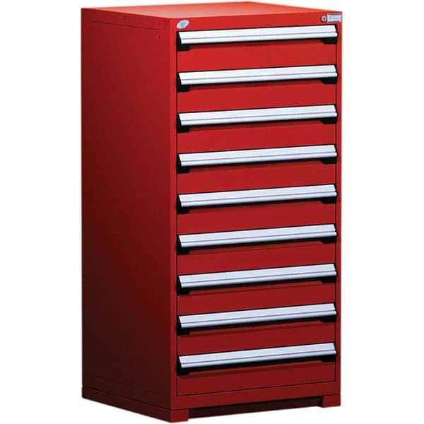 Rousseau Metal - 9 Drawer Flame Red Steel Modular Storage Cabinet - USA Tool & Supply