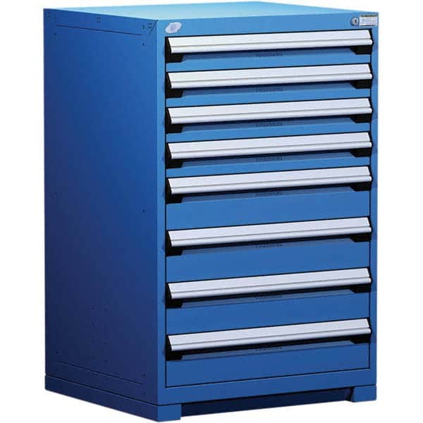Rousseau Metal - 8 Drawer Avalanche Blue Steel Modular Storage Cabinet - USA Tool & Supply