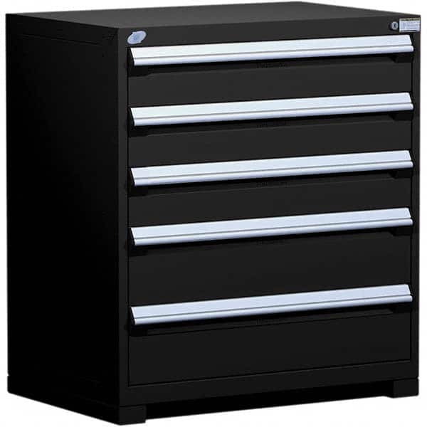 Rousseau Metal - 5 Drawer Black Steel Modular Storage Cabinet - USA Tool & Supply