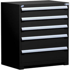 Rousseau Metal - 5 Drawer Black Steel Modular Storage Cabinet - USA Tool & Supply