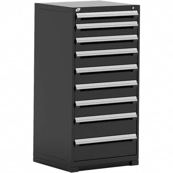 Rousseau Metal - 9 Drawer Black Steel Modular Storage Cabinet - USA Tool & Supply