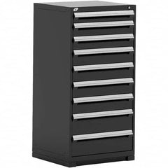 Rousseau Metal - 9 Drawer Black Steel Modular Storage Cabinet - USA Tool & Supply
