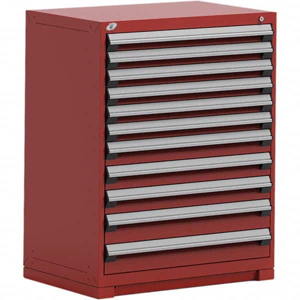 Rousseau Metal - 11 Drawer Flame Red Steel Modular Storage Cabinet - USA Tool & Supply