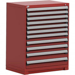 Rousseau Metal - 11 Drawer Flame Red Steel Modular Storage Cabinet - USA Tool & Supply