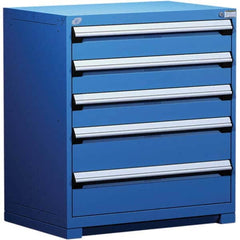 Rousseau Metal - 5 Drawer Avalanche Blue Steel Modular Storage Cabinet - USA Tool & Supply