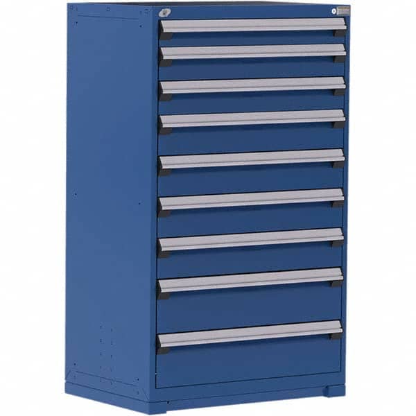 Rousseau Metal - 9 Drawer Avalanche Blue Steel Modular Storage Cabinet - USA Tool & Supply