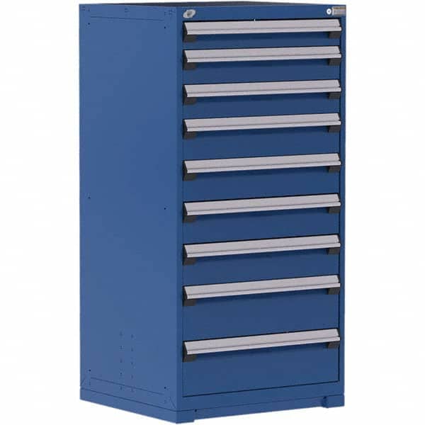 Rousseau Metal - 9 Drawer Avalanche Blue Steel Modular Storage Cabinet - USA Tool & Supply