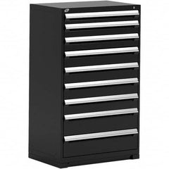 Rousseau Metal - 9 Drawer Black Steel Modular Storage Cabinet - USA Tool & Supply