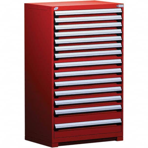 Rousseau Metal - 14 Drawer Flame Red Steel Modular Storage Cabinet - USA Tool & Supply