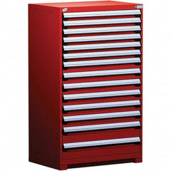 Rousseau Metal - 14 Drawer Flame Red Steel Modular Storage Cabinet - USA Tool & Supply