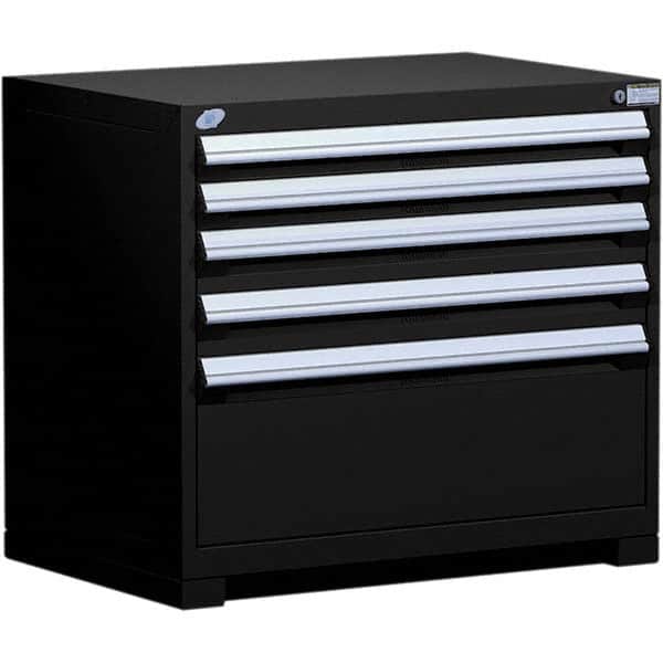 Rousseau Metal - 5 Drawer Black Steel Modular Storage Cabinet - USA Tool & Supply