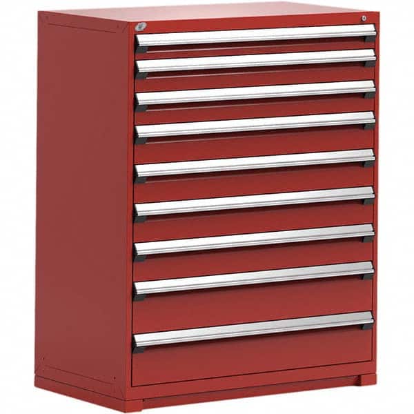 Rousseau Metal - 9 Drawer Flame Red Steel Modular Storage Cabinet - USA Tool & Supply