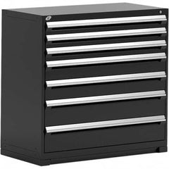 Rousseau Metal - 7 Drawer Black Steel Modular Storage Cabinet - USA Tool & Supply