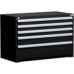 Rousseau Metal - 5 Drawer Black Steel Modular Storage Cabinet - USA Tool & Supply