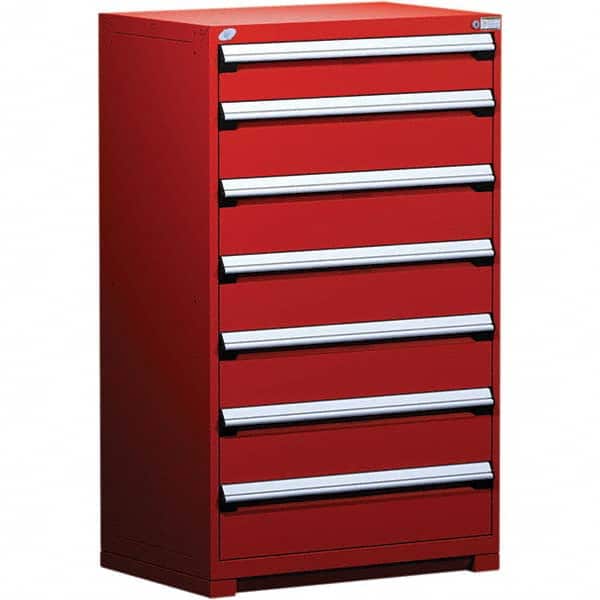 Rousseau Metal - 7 Drawer Flame Red Steel Modular Storage Cabinet - USA Tool & Supply