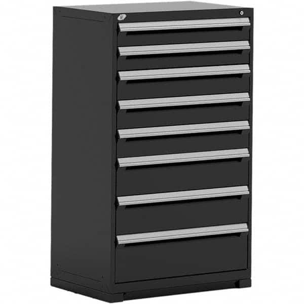 Rousseau Metal - 8 Drawer Black Steel Modular Storage Cabinet - USA Tool & Supply