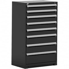 Rousseau Metal - 8 Drawer Black Steel Modular Storage Cabinet - USA Tool & Supply