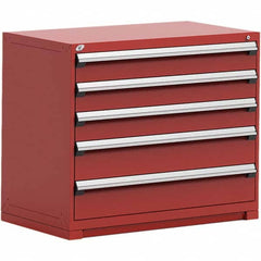 Rousseau Metal - 5 Drawer Flame Red Steel Modular Storage Cabinet - USA Tool & Supply