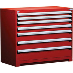Rousseau Metal - 7 Drawer Flame Red Steel Modular Storage Cabinet - USA Tool & Supply