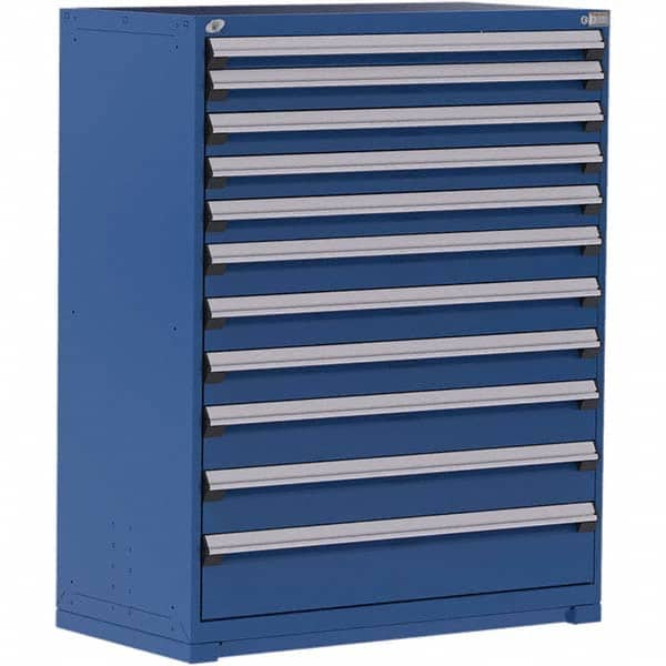 Rousseau Metal - 11 Drawer Avalanche Blue Steel Modular Storage Cabinet - USA Tool & Supply