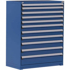 Rousseau Metal - 11 Drawer Avalanche Blue Steel Modular Storage Cabinet - USA Tool & Supply