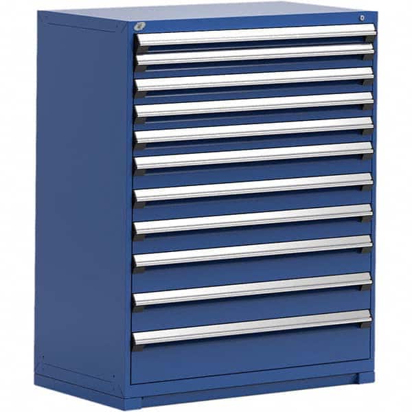 Rousseau Metal - 11 Drawer Avalanche Blue Steel Modular Storage Cabinet - USA Tool & Supply