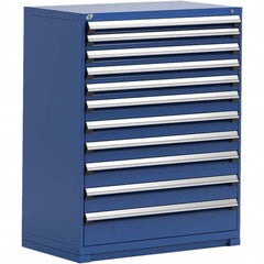 Rousseau Metal - 11 Drawer Avalanche Blue Steel Modular Storage Cabinet - USA Tool & Supply