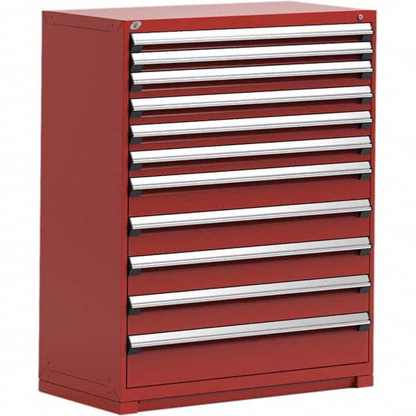 Rousseau Metal - 11 Drawer Flame Red Steel Modular Storage Cabinet - USA Tool & Supply