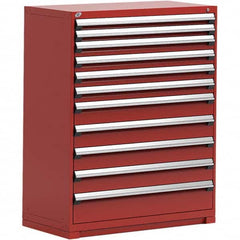 Rousseau Metal - 11 Drawer Flame Red Steel Modular Storage Cabinet - USA Tool & Supply