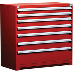 Rousseau Metal - 7 Drawer Flame Red Steel Modular Storage Cabinet - USA Tool & Supply