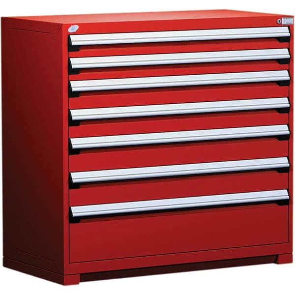Rousseau Metal - 7 Drawer Flame Red Steel Modular Storage Cabinet - USA Tool & Supply