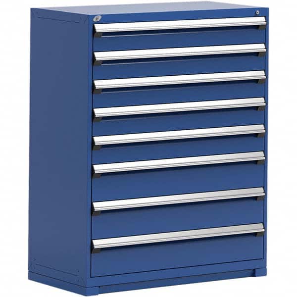 Rousseau Metal - 8 Drawer Avalanche Blue Steel Modular Storage Cabinet - USA Tool & Supply