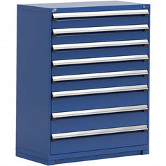 Rousseau Metal - 8 Drawer Avalanche Blue Steel Modular Storage Cabinet - USA Tool & Supply