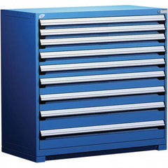 Rousseau Metal - 9 Drawer Avalanche Blue Steel Modular Storage Cabinet - USA Tool & Supply